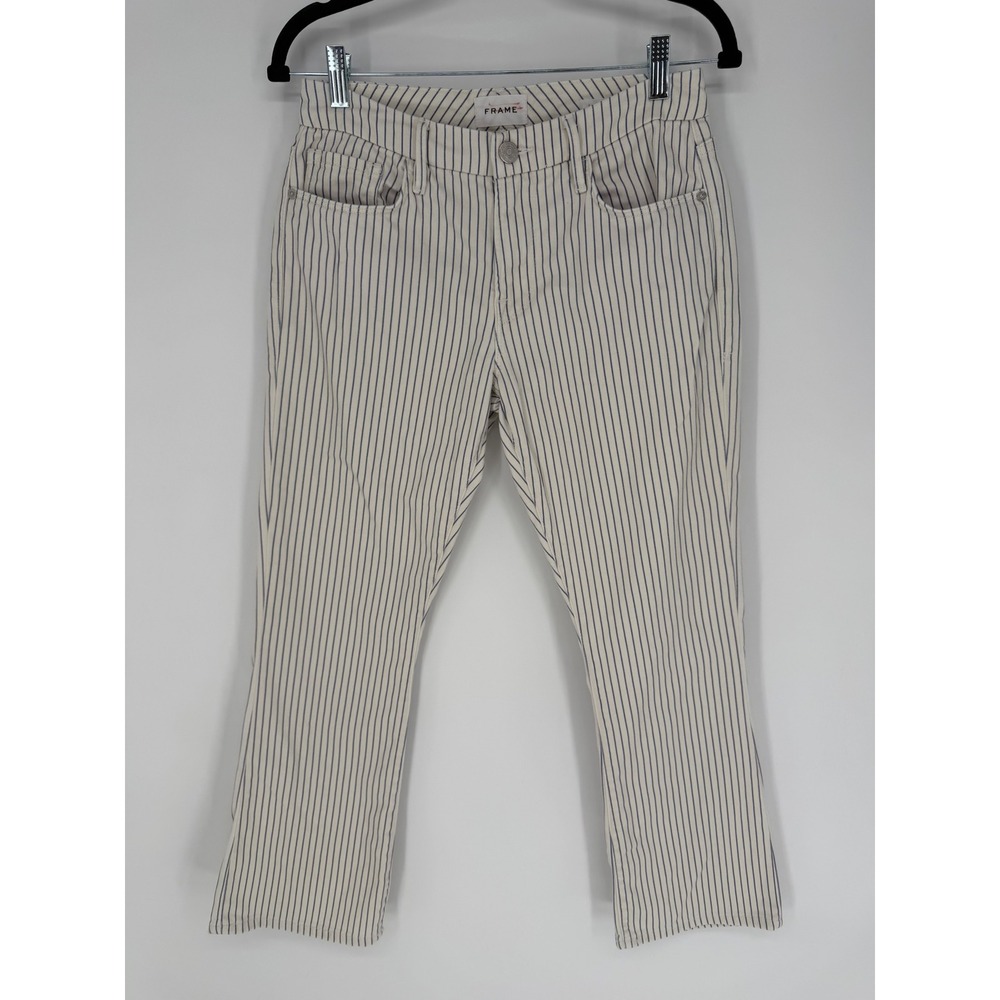 FRAME LE CROP MINI BOOT JEANS STRIPED SIZE 26 COASTAL GRANDMA PREPPY NAUTICAL
